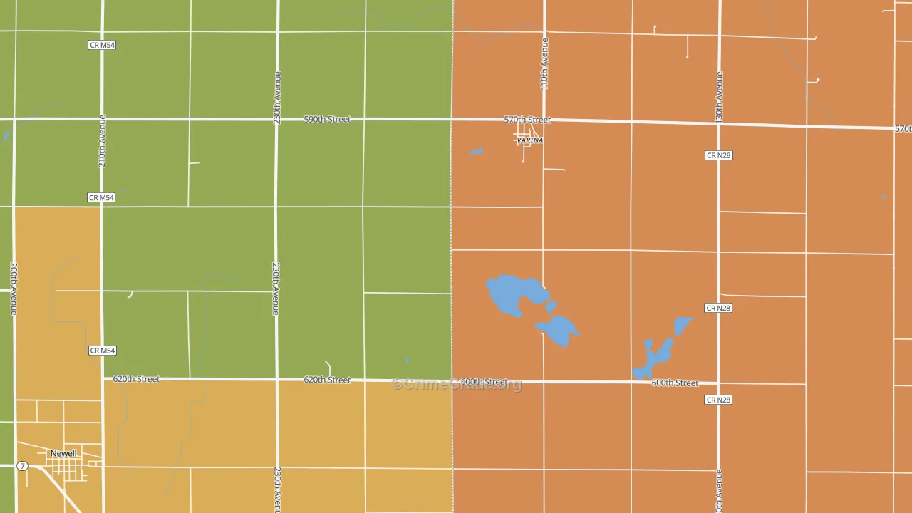 Varina, IA Map of Vandalism Rates