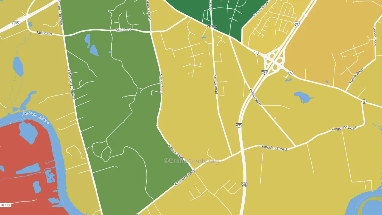 Varina, VA Map of Vandalism Rates