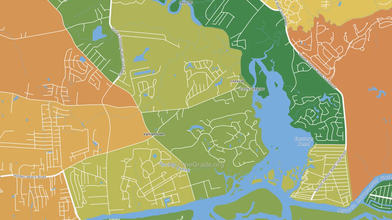 Varnamtown, NC Map of Vandalism Rates