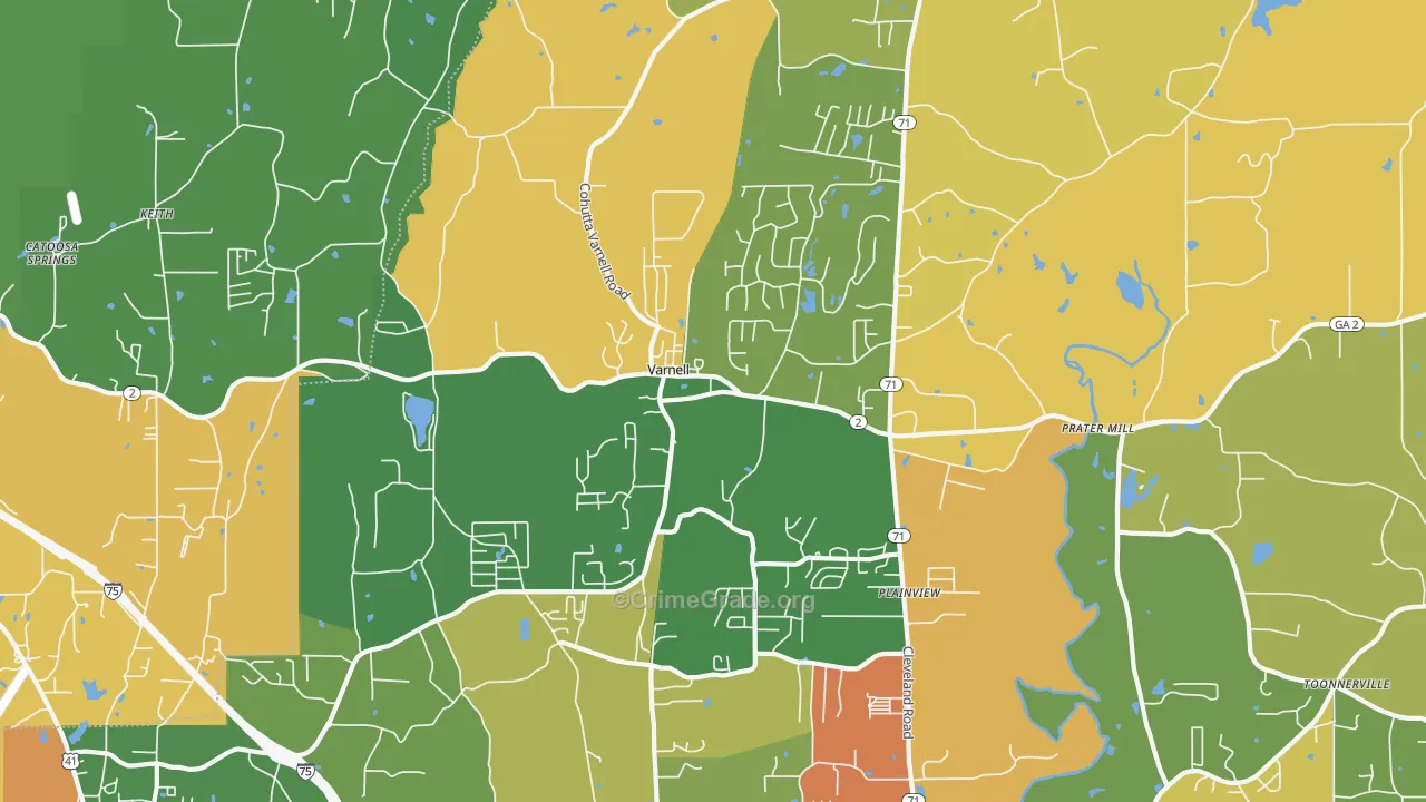 Varnell, GA Map of Vandalism Rates