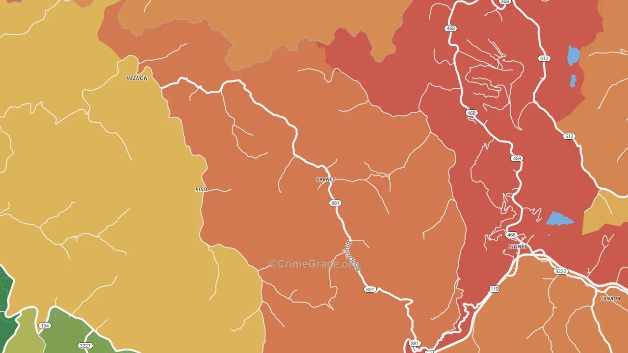 Varney, KY Map of Vandalism Rates