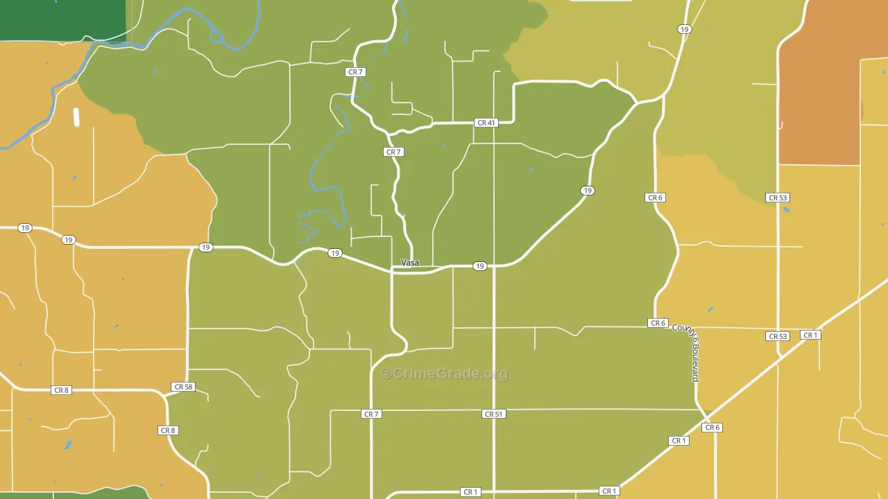 Vasa, MN Map of Vandalism Rates