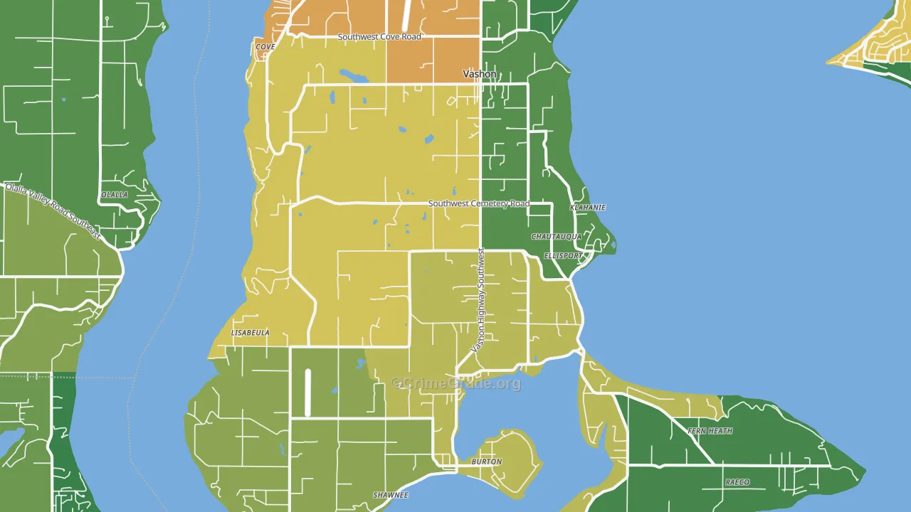 Vashon, WA Map of Vandalism Rates