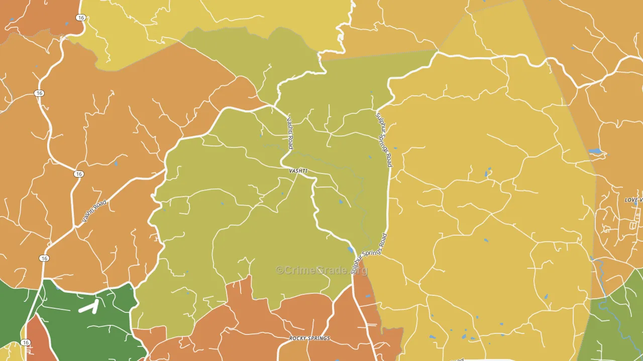 Vashti, NC Map of Vandalism Rates