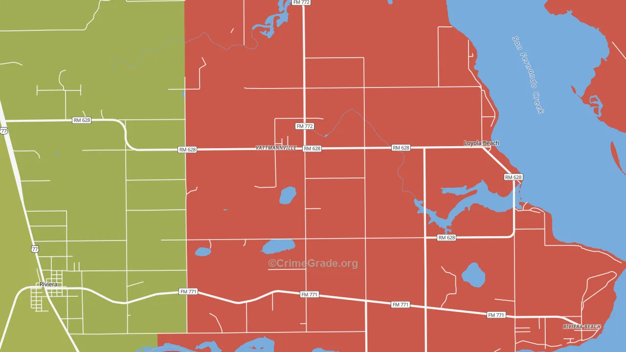 Vattmannville, TX Map of Vandalism Rates