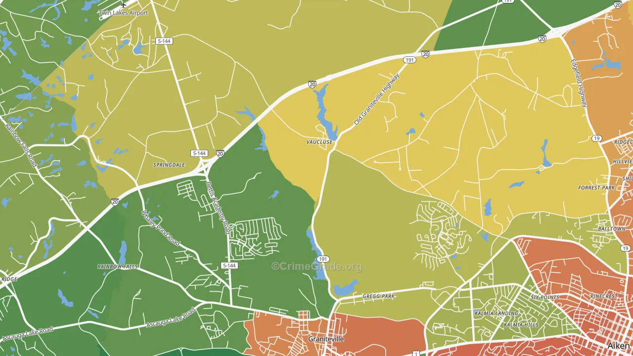 Vaucluse, SC Map of Vandalism Rates