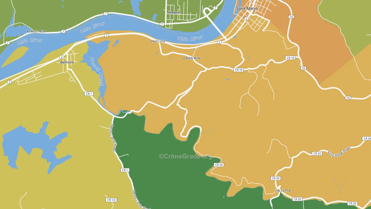 Vaucluse, WV Map of Vandalism Rates