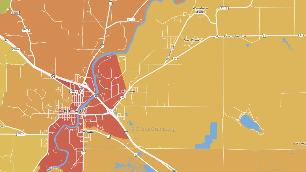 Vaudreuil, WI Map of Vandalism Rates