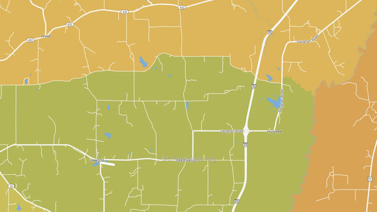 Vaughan, MS Map of Vandalism Rates