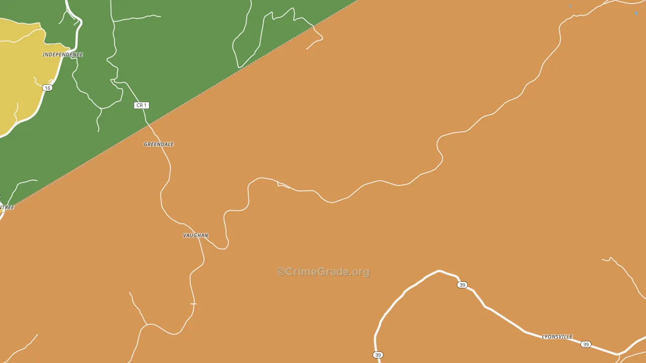 Vaughan, WV Map of Vandalism Rates