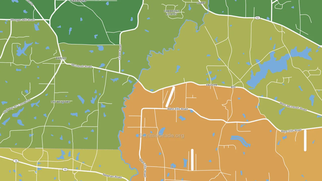 Vaughn, GA Map of Vandalism Rates