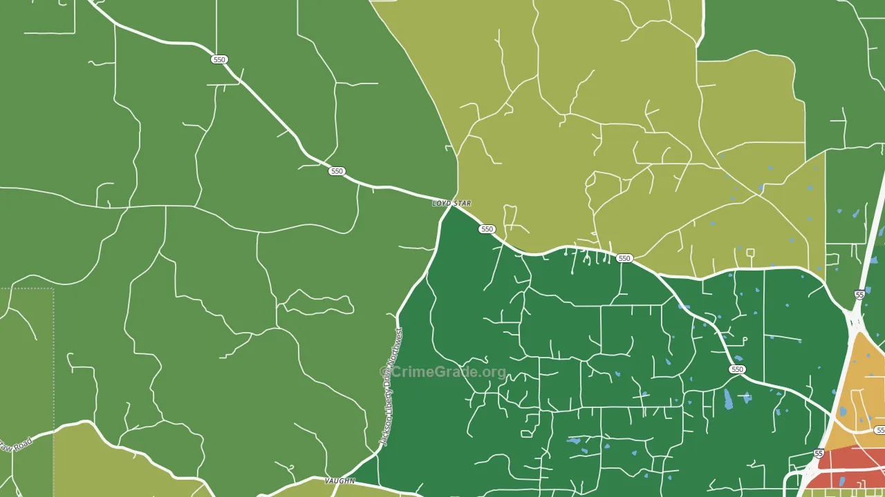 Vaughn, MS Map of Vandalism Rates