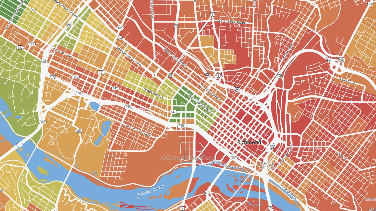 VCU, Richmond, VA Map of Vandalism Rates