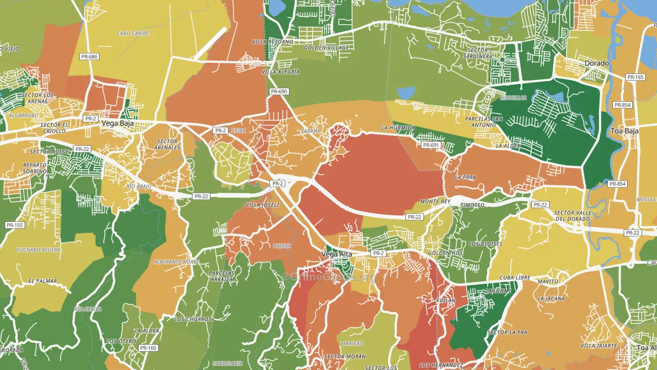 Vega Alta, PR Map of Vandalism Rates