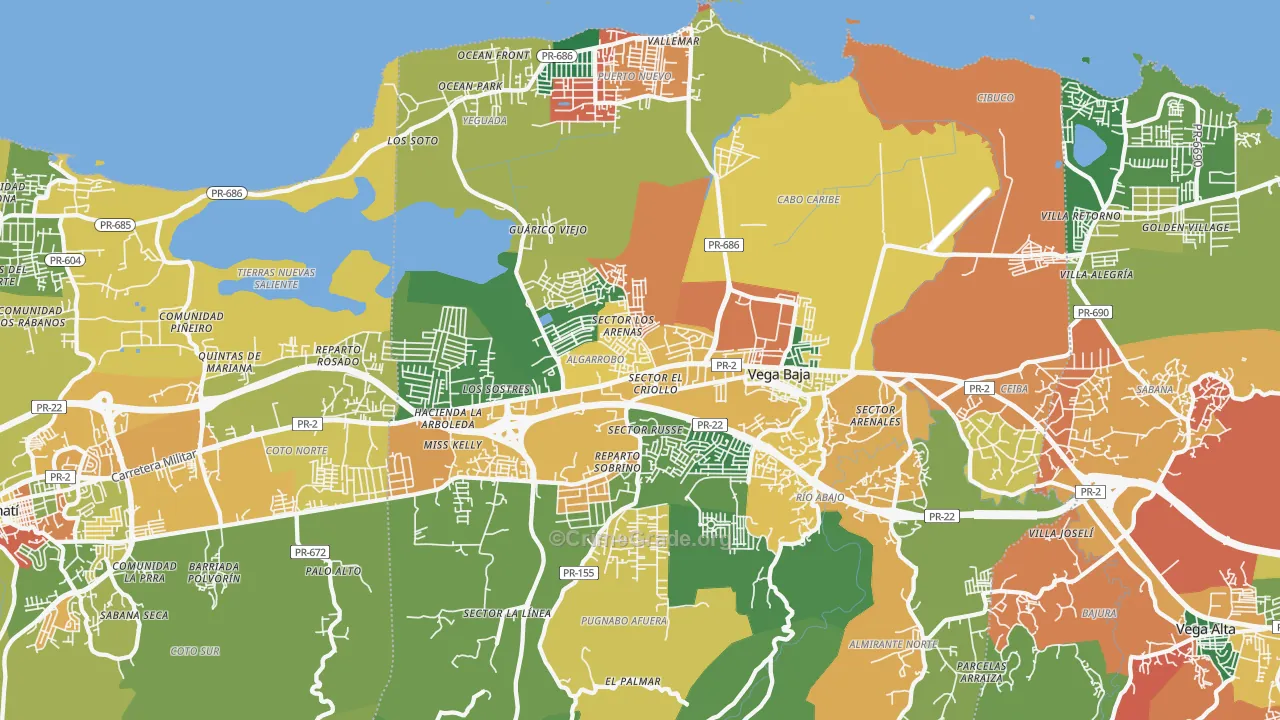 Vega Baja, PR Map of Vandalism Rates