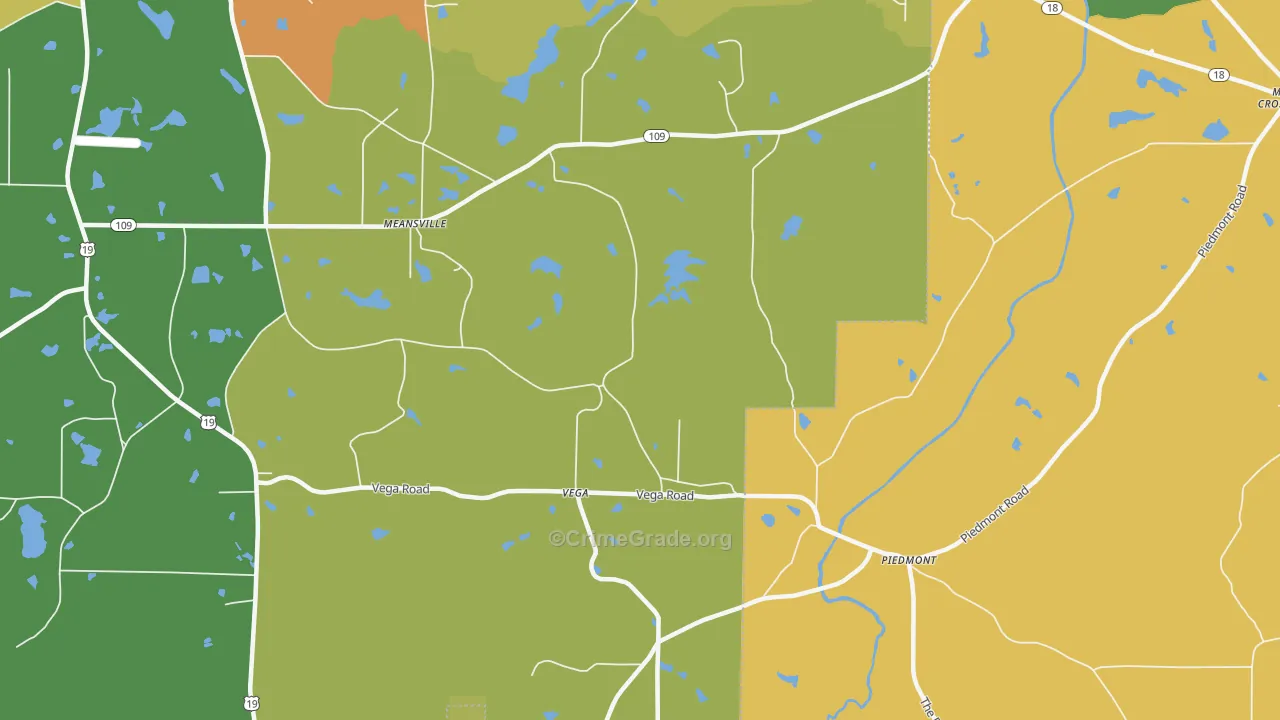 Vega, GA Map of Vandalism Rates