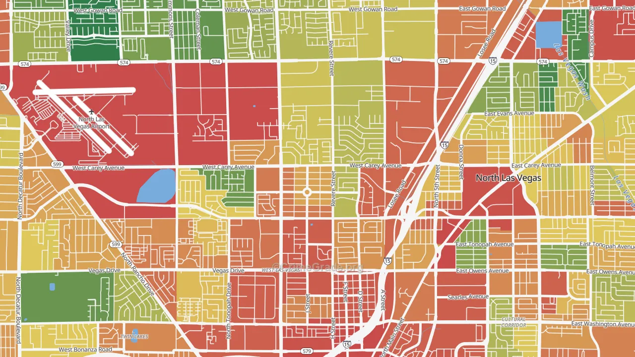 Vegas Heights, North Las Vegas, NV Map of Vandalism Rates