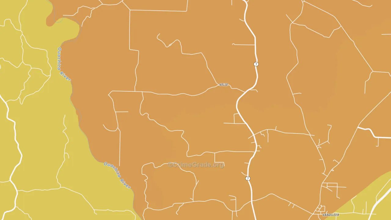Velie, AR Map of Vandalism Rates