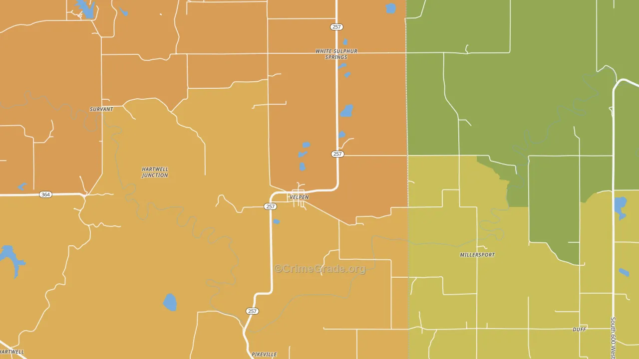 Velpen, IN Map of Vandalism Rates