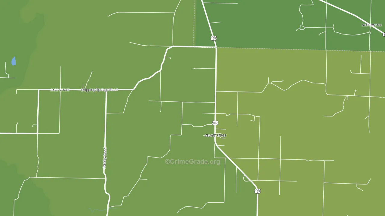 Velvet Ridge, AR Map of Vandalism Rates