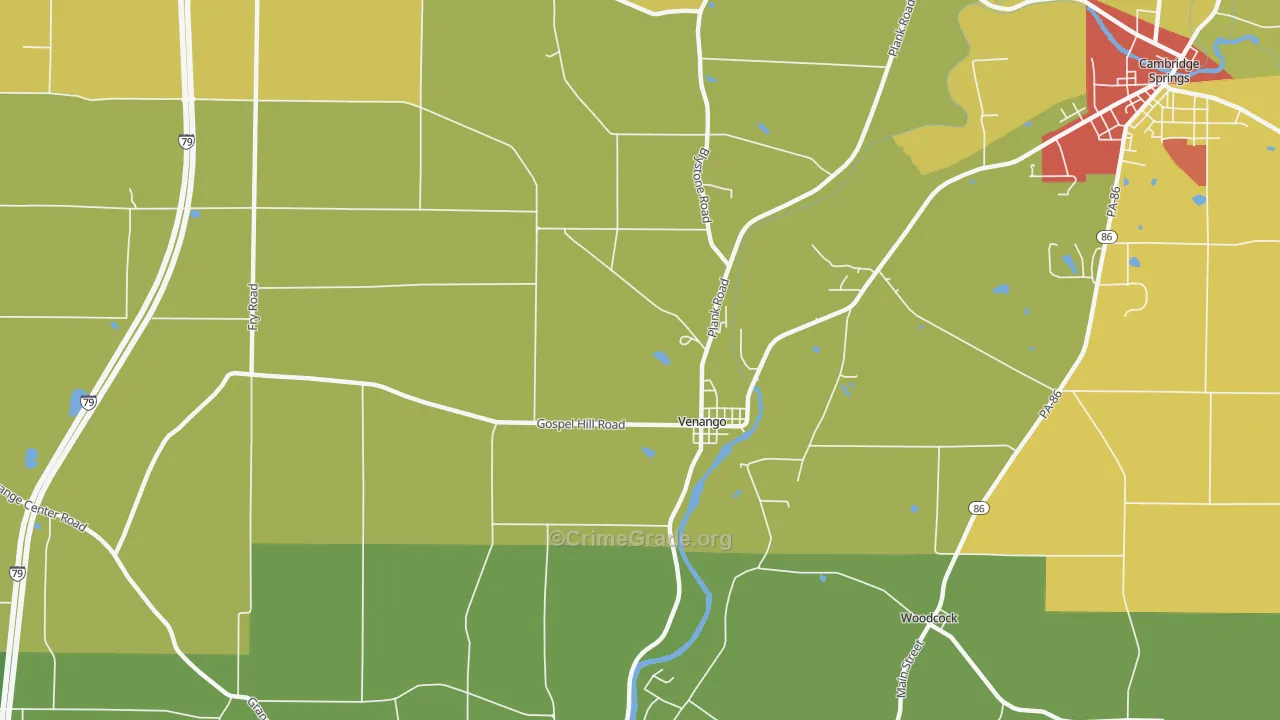 Venango, PA Map of Vandalism Rates