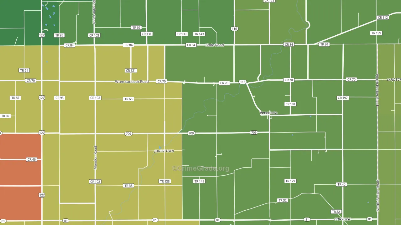 Venedocia, OH Map of Vandalism Rates