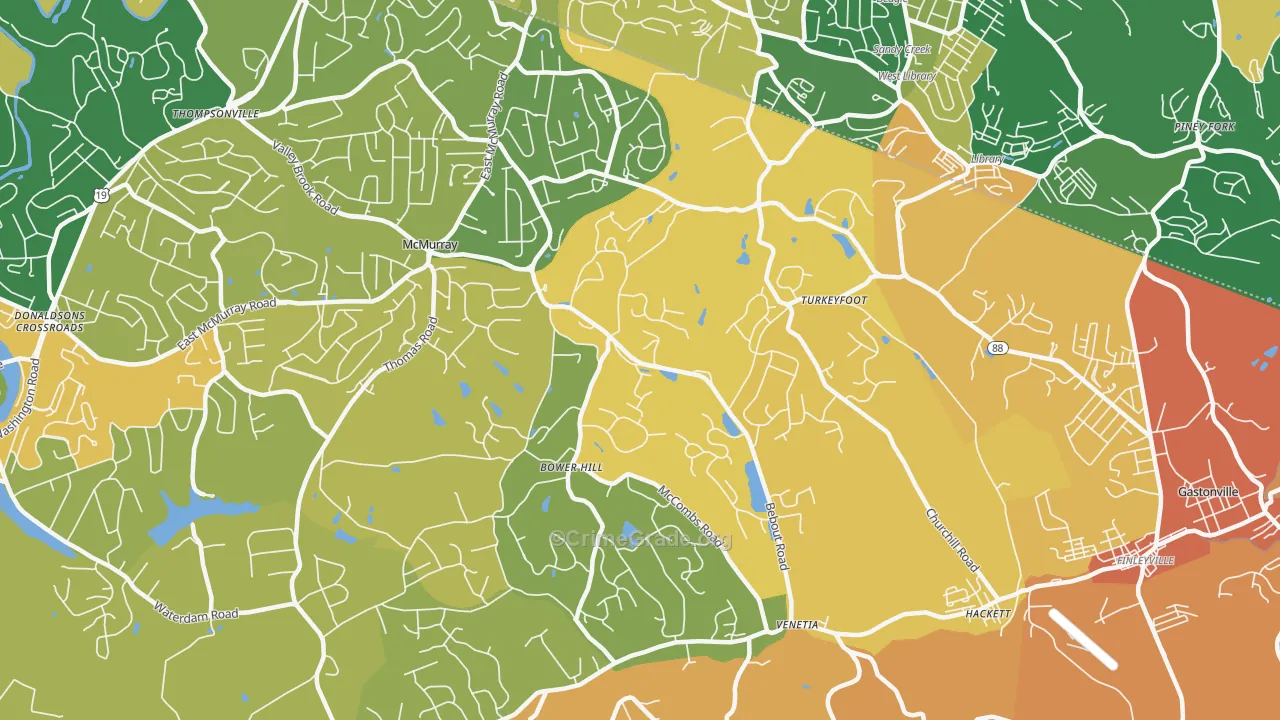 Venetia, PA Map of Vandalism Rates