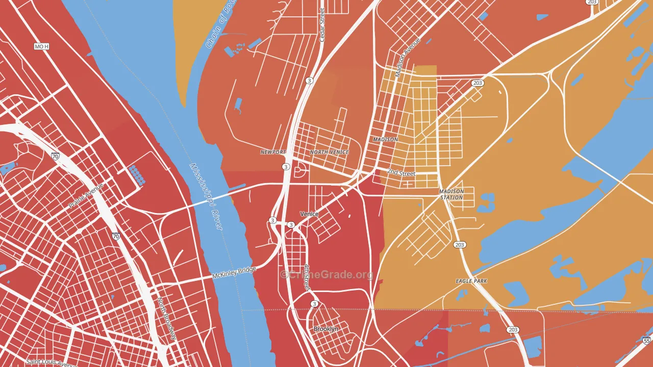 Venice, IL Map of Vandalism Rates