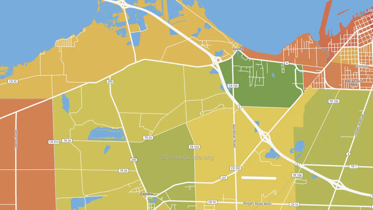 Venice, OH Map of Vandalism Rates