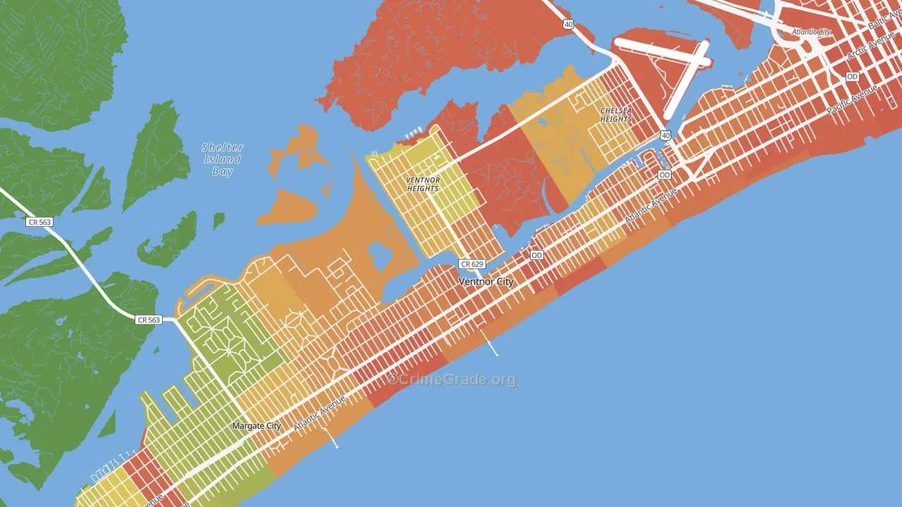 Ventnor City, NJ Map of Vandalism Rates