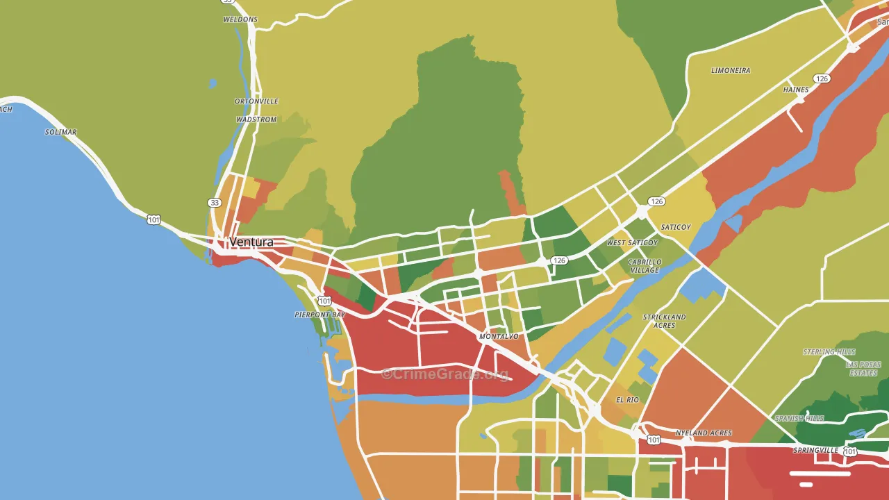 Ventura, CA Map of Vandalism Rates