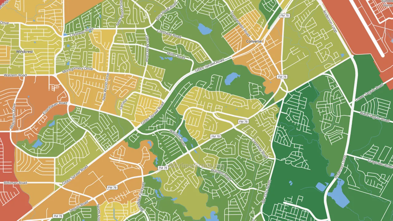 Ventura, San Antonio, TX Map of Vandalism Rates