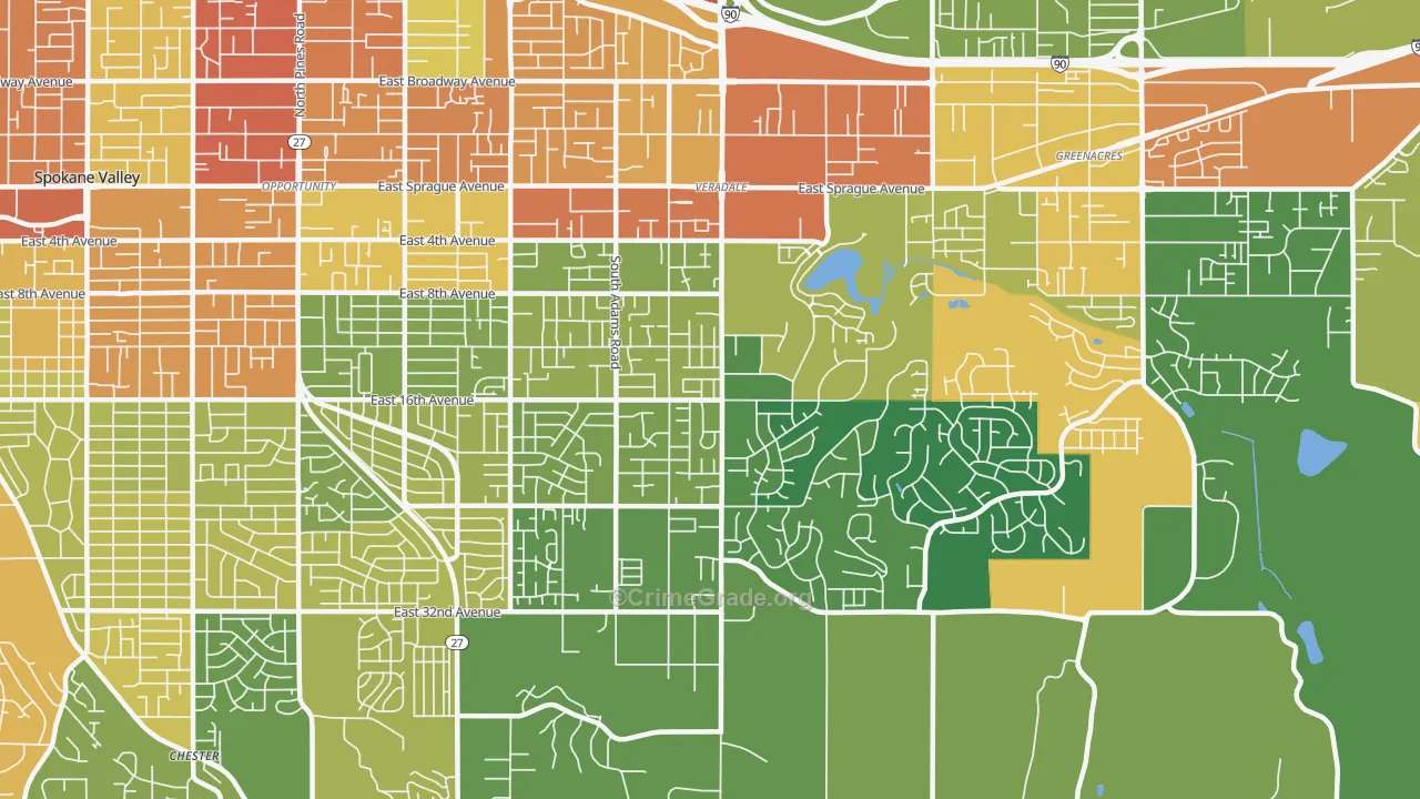 Veradale, WA Map of Vandalism Rates