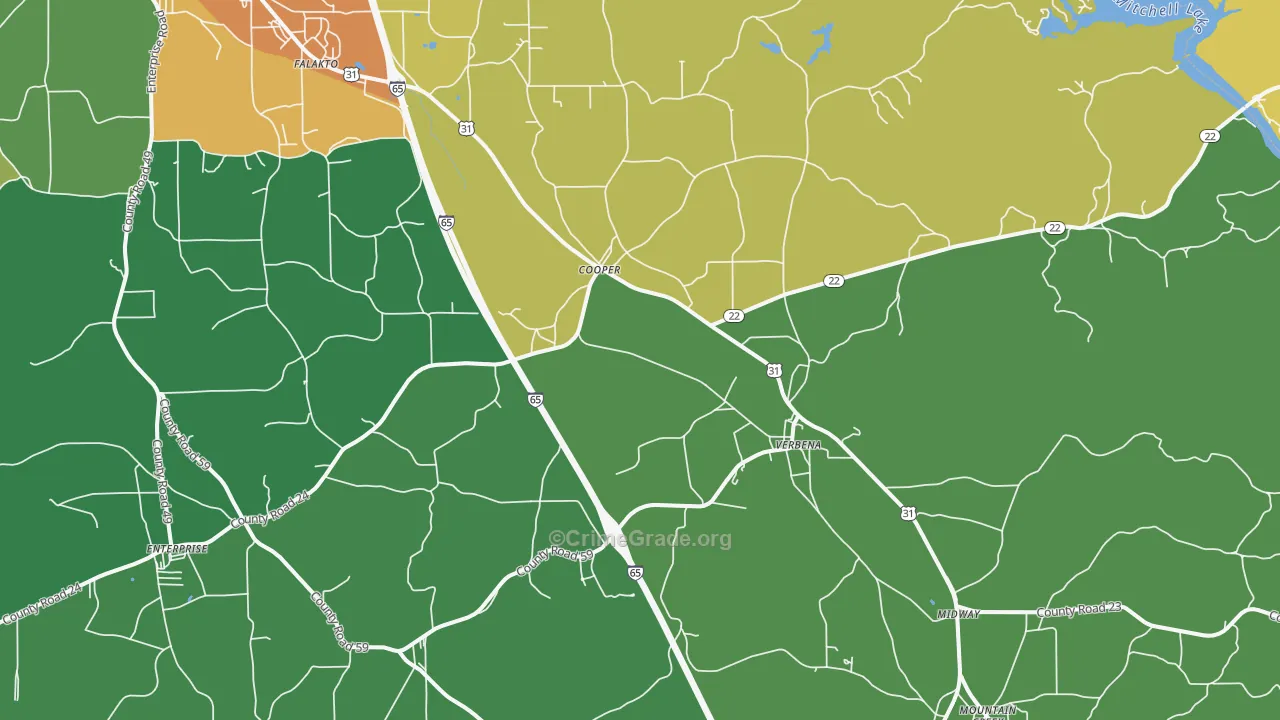 Verbena, AL Map of Vandalism Rates