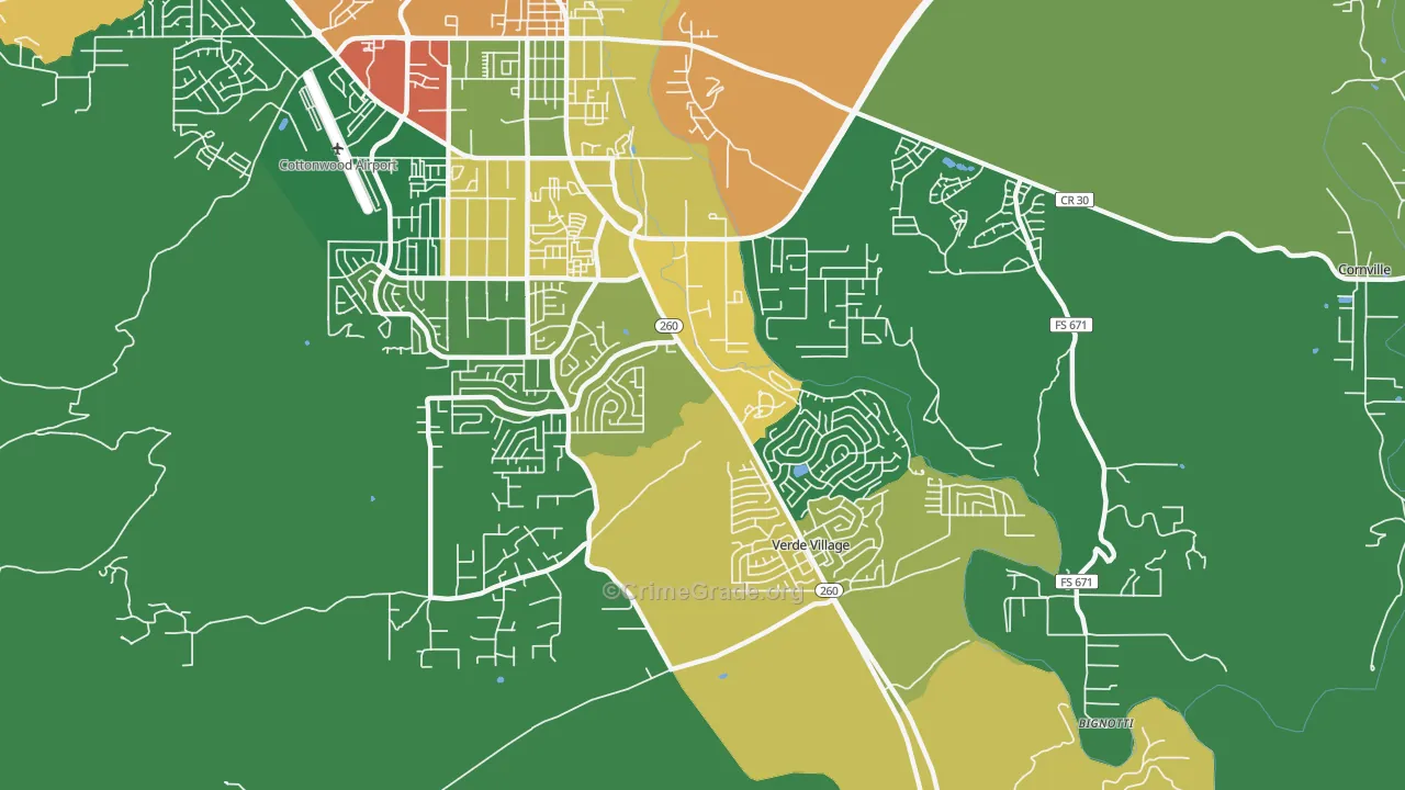 Verde Village, AZ Map of Vandalism Rates