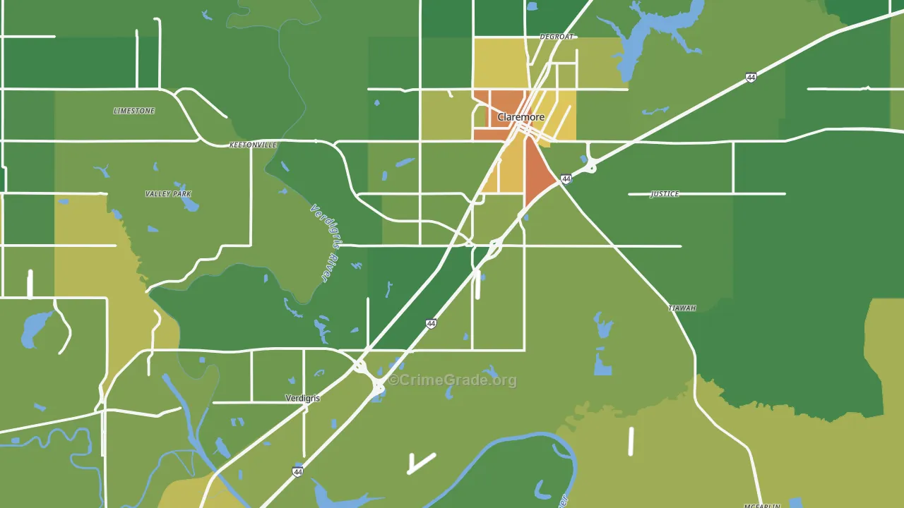 Verdigris, OK Map of Vandalism Rates