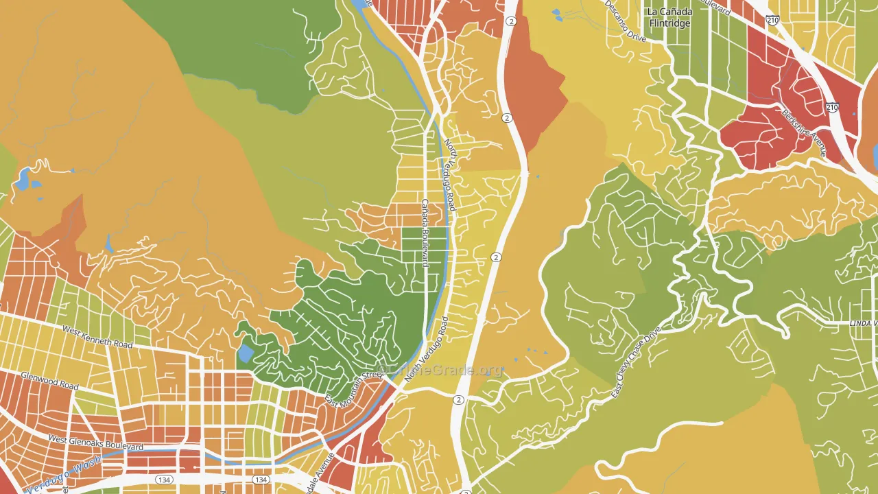 Verdugo Woodlands, Glendale, CA Map of Vandalism Rates