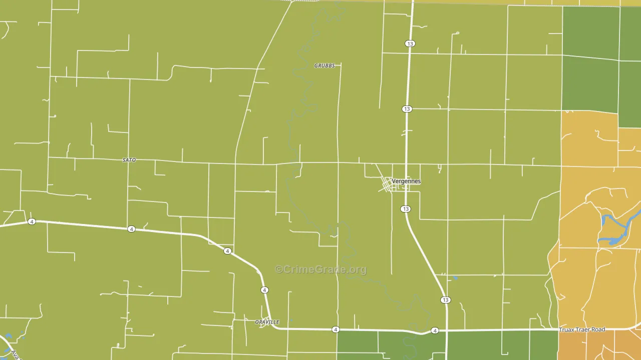 Vergennes, IL Map of Vandalism Rates