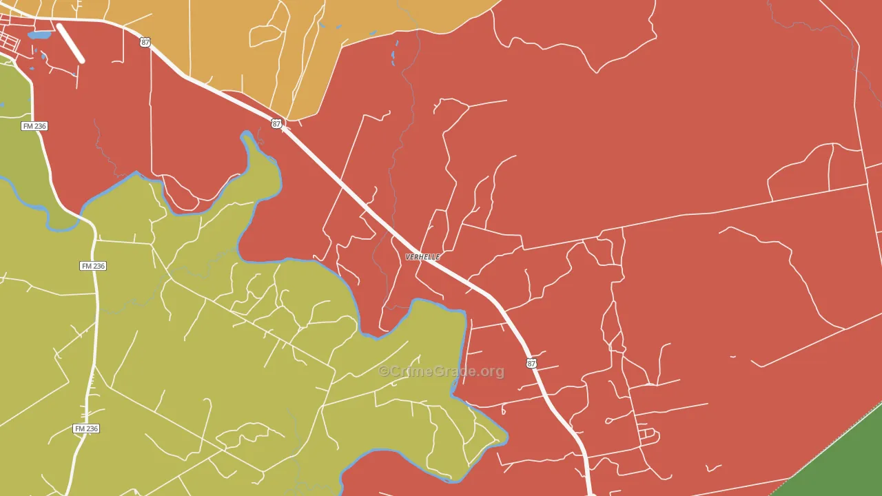 Verhelle, TX Map of Vandalism Rates