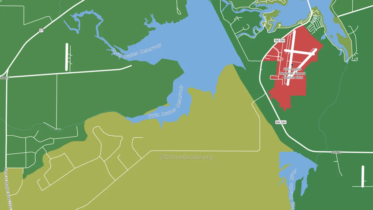 Veribest, TX Map of Vandalism Rates