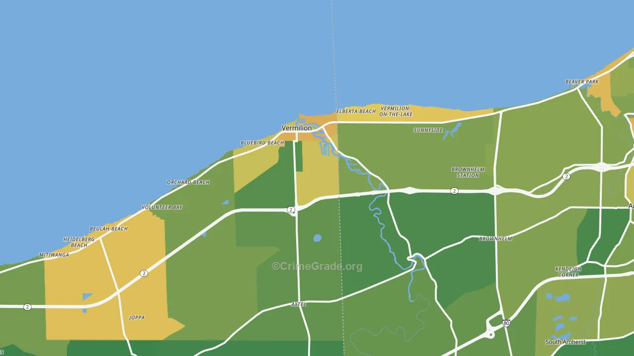 Vermilion, OH Map of Vandalism Rates