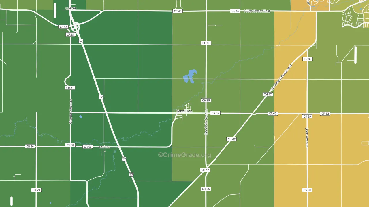 Vermillion, MN Map of Vandalism Rates