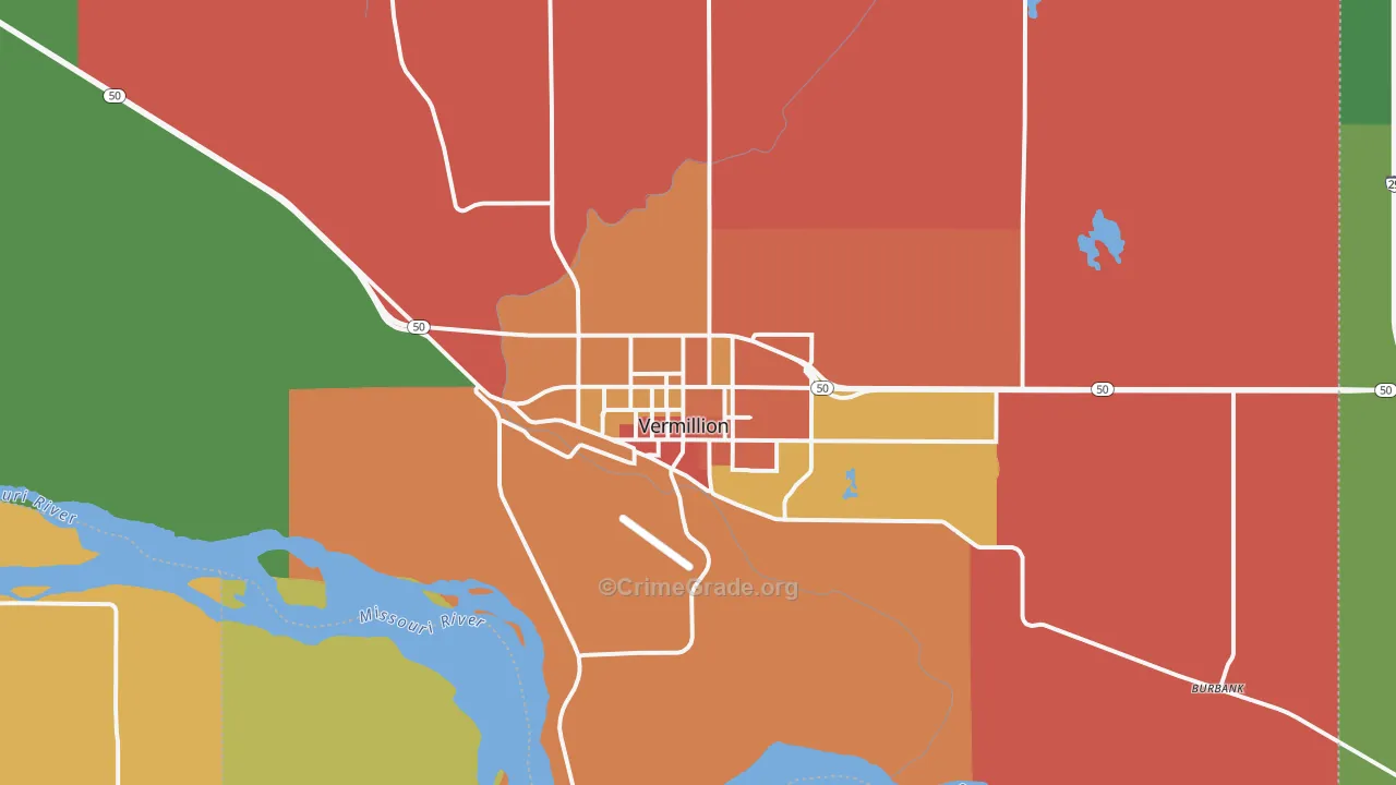 Vermillion, SD Map of Vandalism Rates