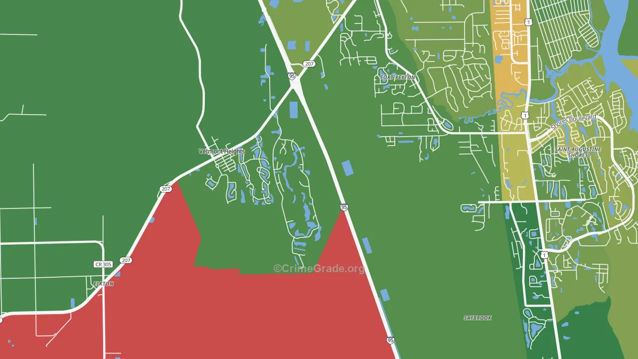Vermont Heights, FL Map of Vandalism Rates