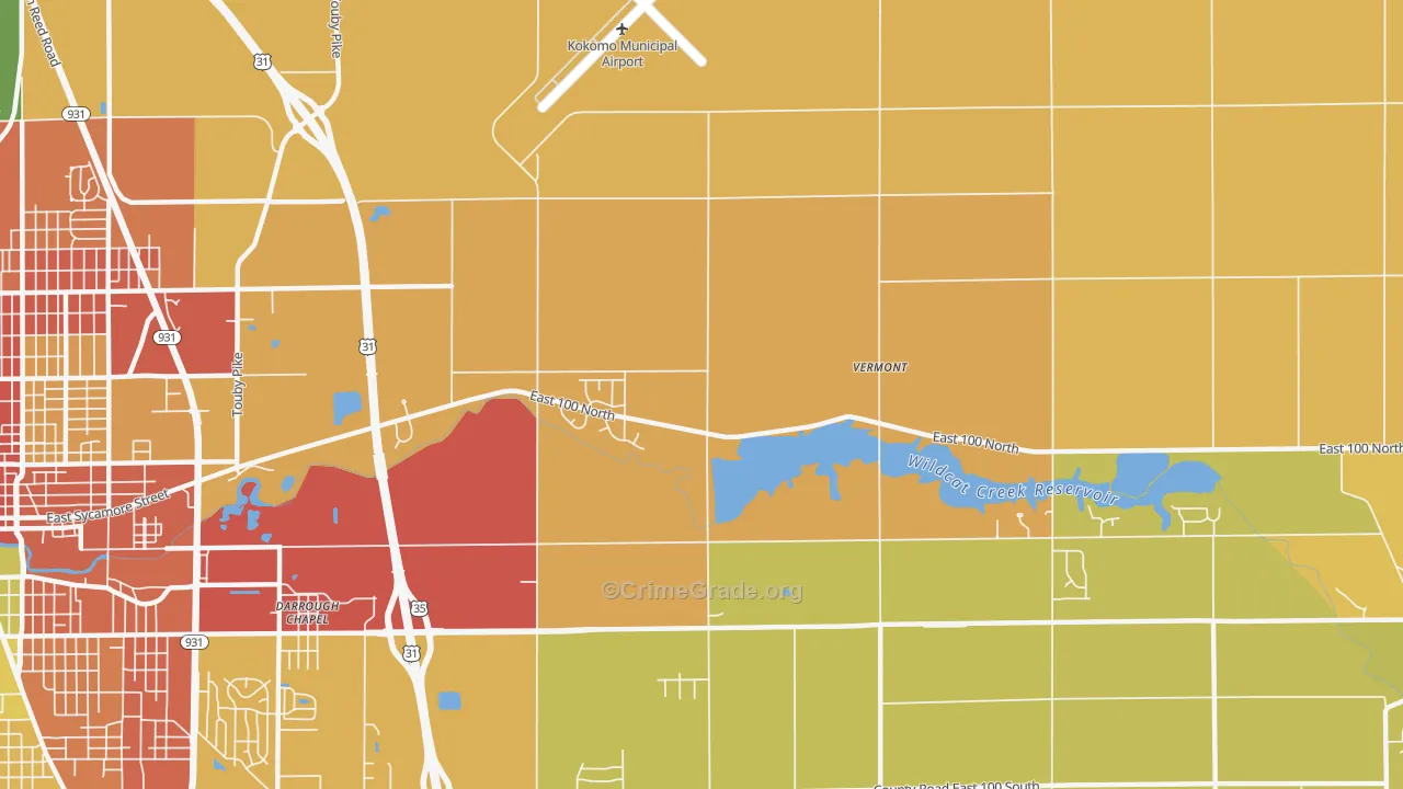 Vermont, IN Map of Vandalism Rates