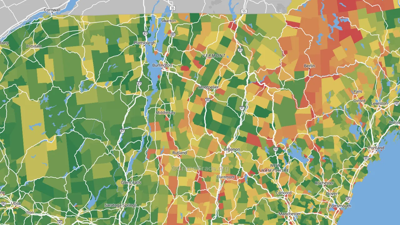 Vermont Map of Vandalism Rates