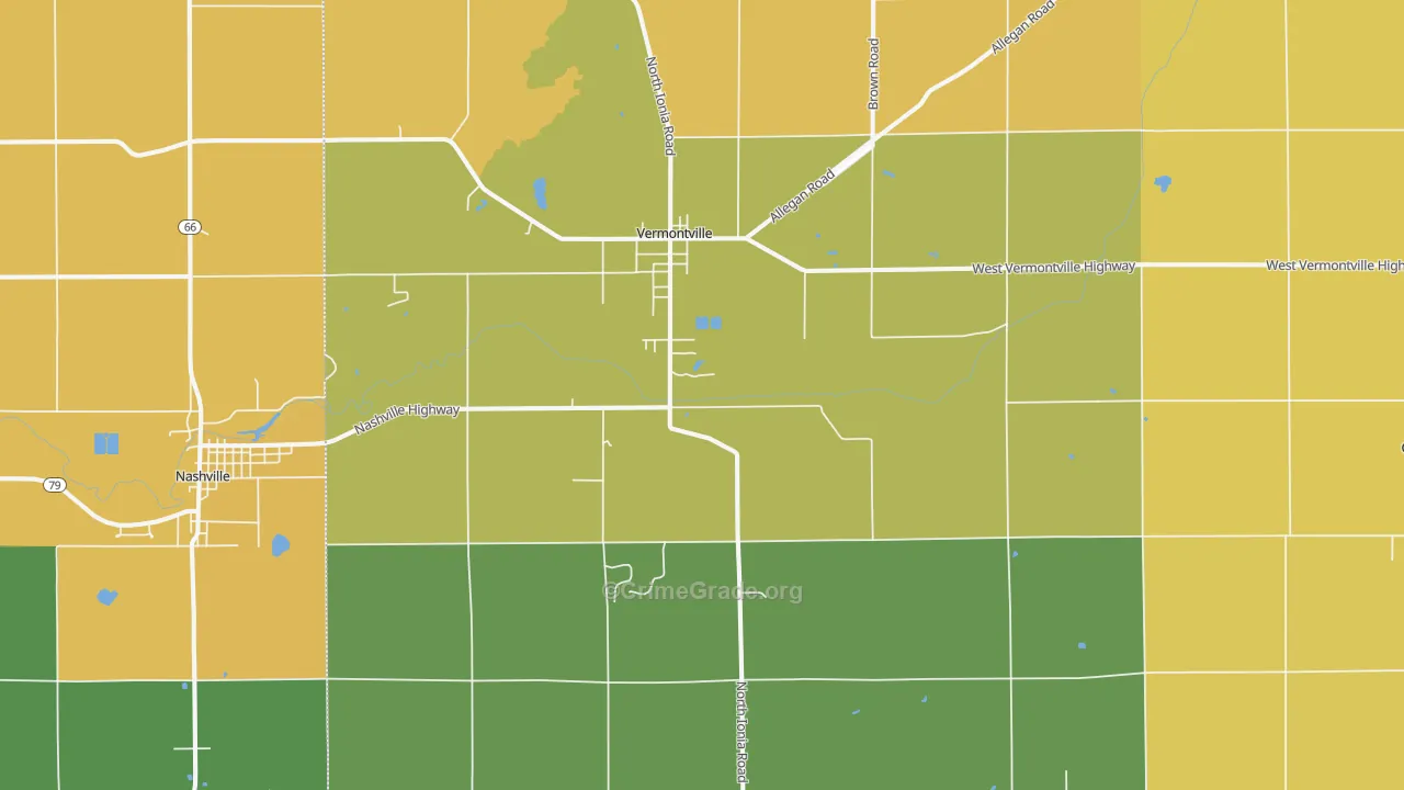 Vermontville, MI Map of Vandalism Rates