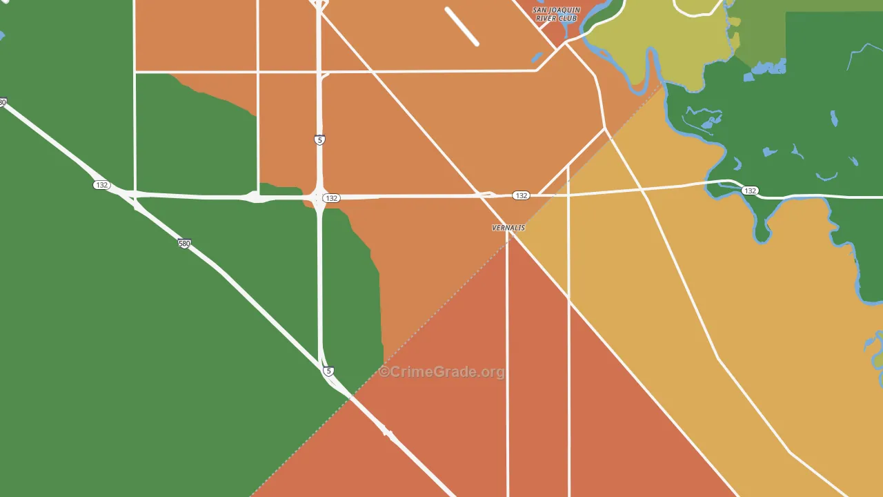 Vernalis, CA Map of Vandalism Rates