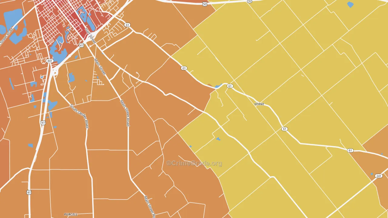 Verne, IN Map of Vandalism Rates