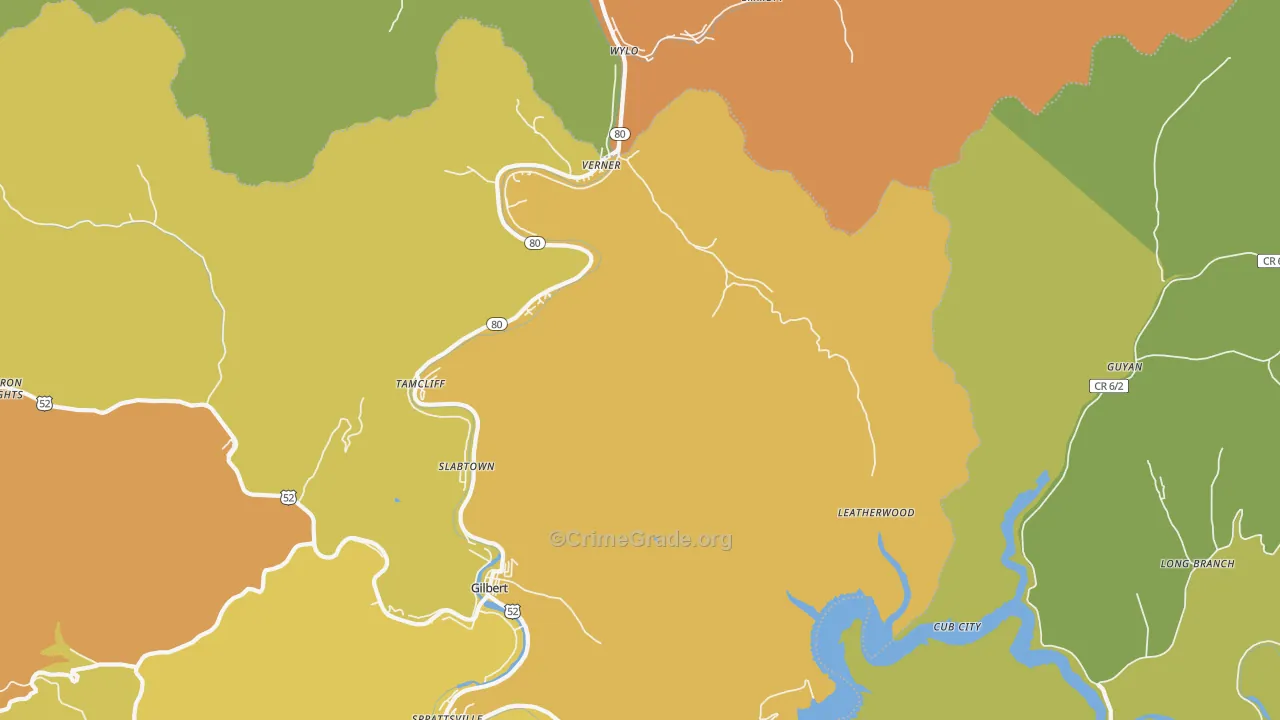 Verner, WV Map of Vandalism Rates
